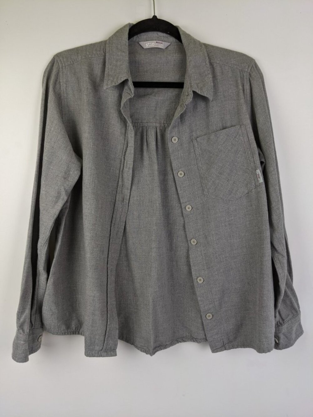 Stio Organic Cotton Gray Long Sleeve Button Down Shirt Womens Size Small